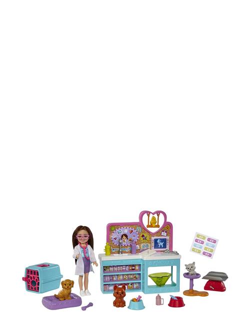 Chelsea Doll Pet Vet Playset With Doll, 4 Animals And 18 Pieces Barbie Patterned