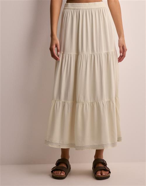 Se Pieces - Beige - Pcadelia Hw Ankle Skirt Bc ved Nelly