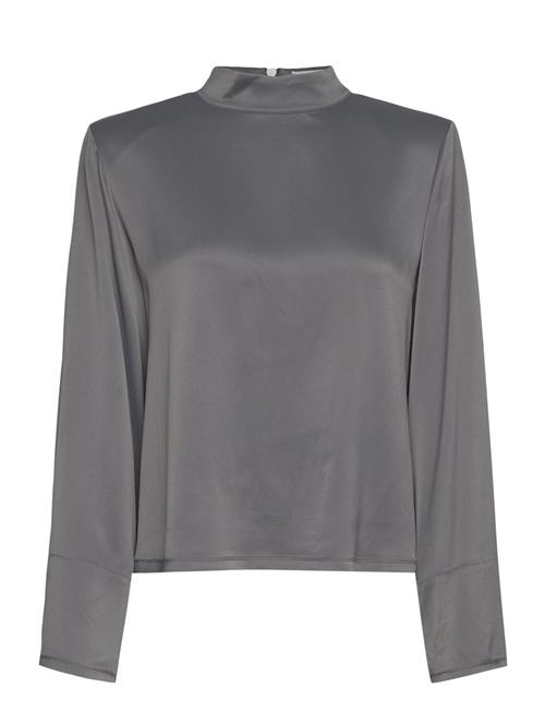 Se House Of Dagmar Shiny Longsleeve Top House Of Dagmar Silver ved Booztlet