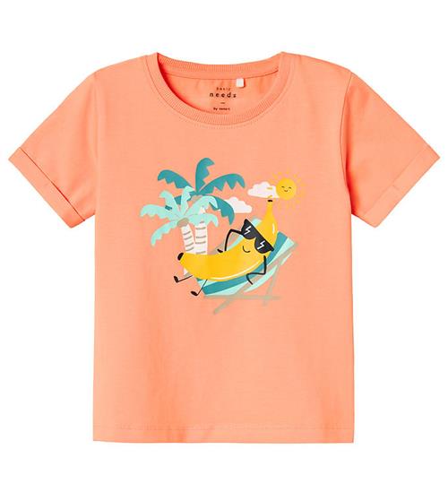 Name It Name It T-shirt - NmmVux - Papaya Punch/Banana