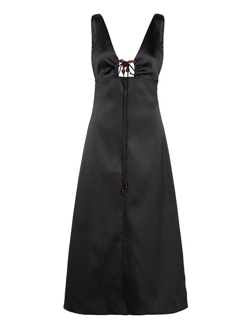 Ganni Double Satin Halter-Neck Dress Ganni Black