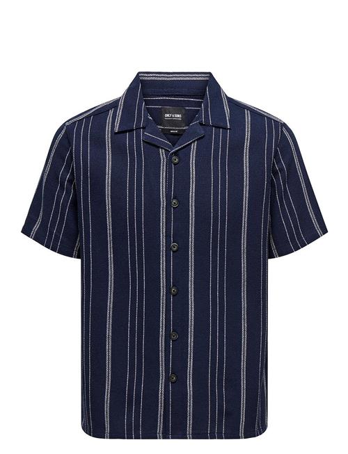 ONLY & SONS Onstrev Life Reg Ss Struc Stripe Shirt ONLY & SONS Navy