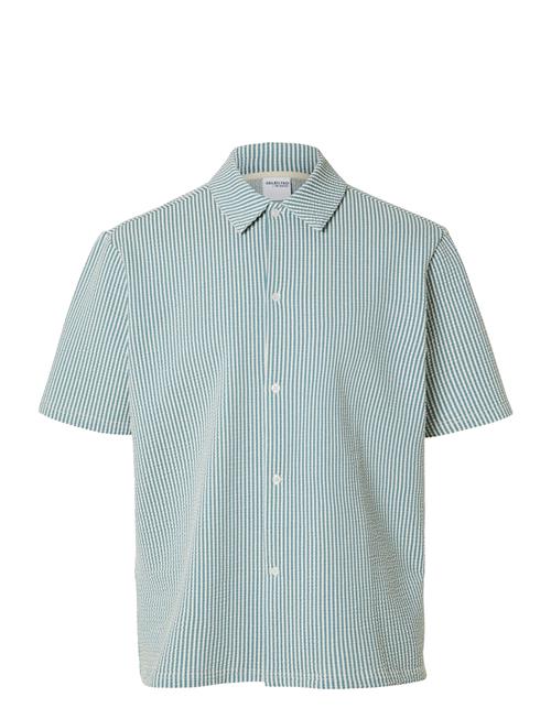 Selected Homme Slhrelaxben Seersucker Ss Jersey Shirt Selected Homme Blue