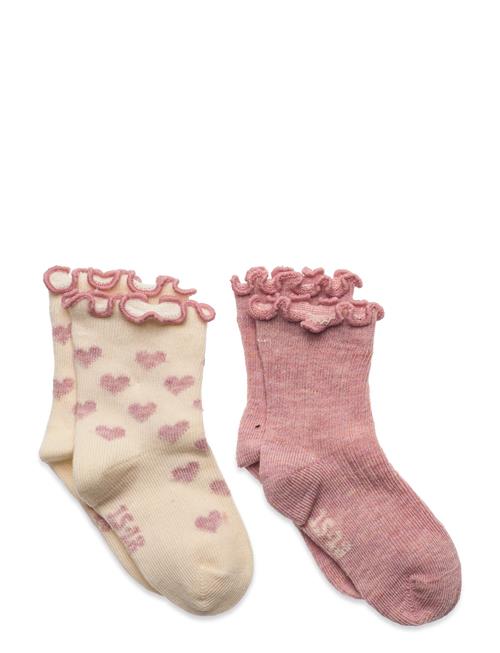 Minymo Socks W. Lettuce Hem Minymo Pink