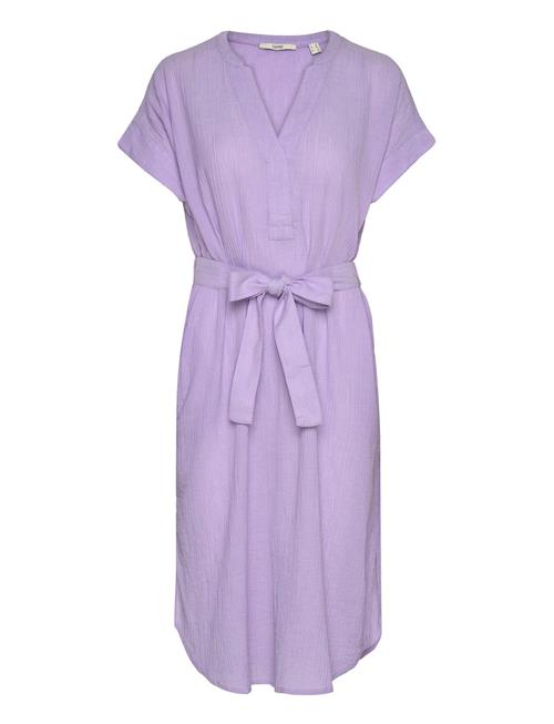 Crinkled Midi Dress With Belt Esprit Casual Purple