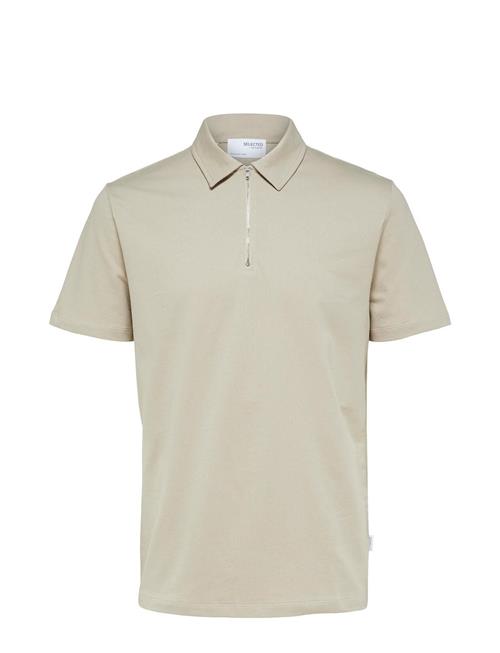 Selected Homme Slhrelax-Terry Ss Zip Polo Ex Selected Homme Beige