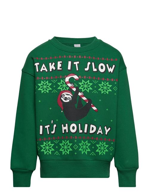 Se Lindex Sweatshirt Sky Christmas Uni Lindex Green ved Booztlet