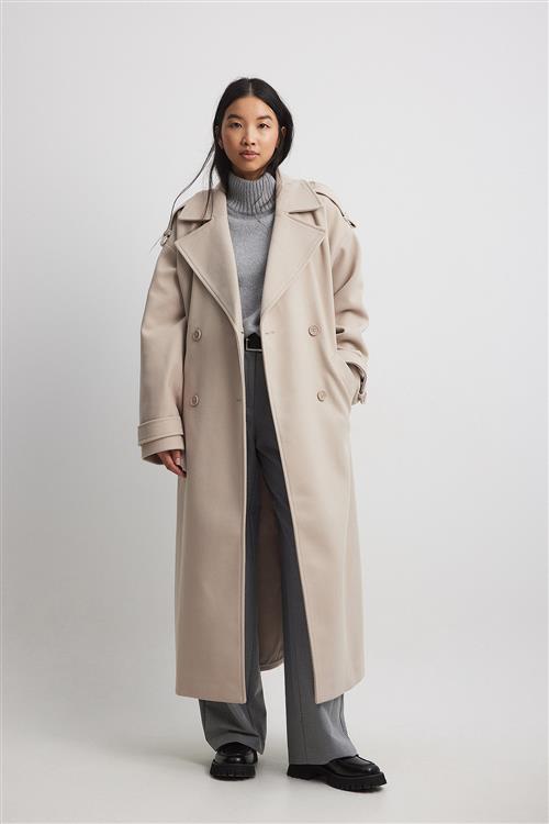 NA-KD Trenchcoat i overstørrelse - Beige