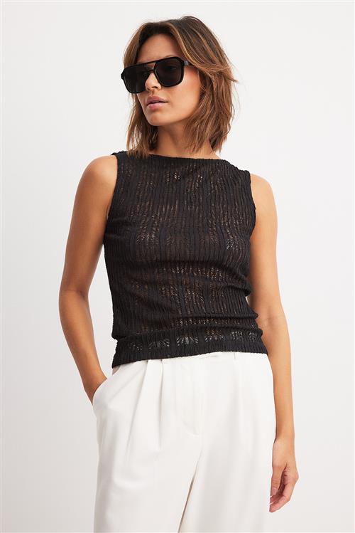 NA-KD Crochet Top - Black