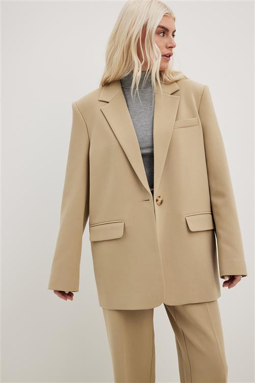 Blazer i overstørrelse med pasform og melange - Beige