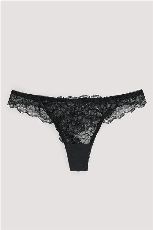 NA-KD Lingerie G-streng med blonder - Black