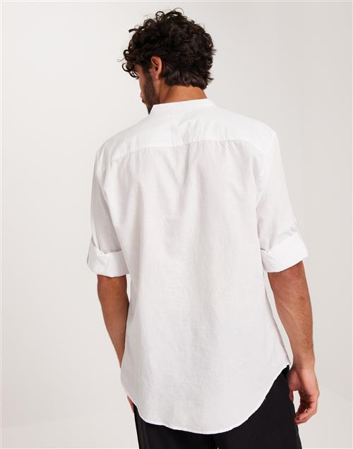 Selected Homme Slhregnew-Linen Shirt Tunic Ls Band Kortærmede skjorter Bright White