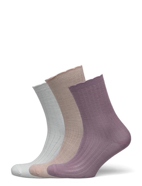 Lindex Sock 3 P Merino Pointelle Scal Lindex Pink