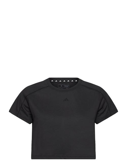 Se adidas Performance Aeroready Train Essentials 3 Bar Logo Crop T-Shirt Adidas Performance Black ved Booztlet