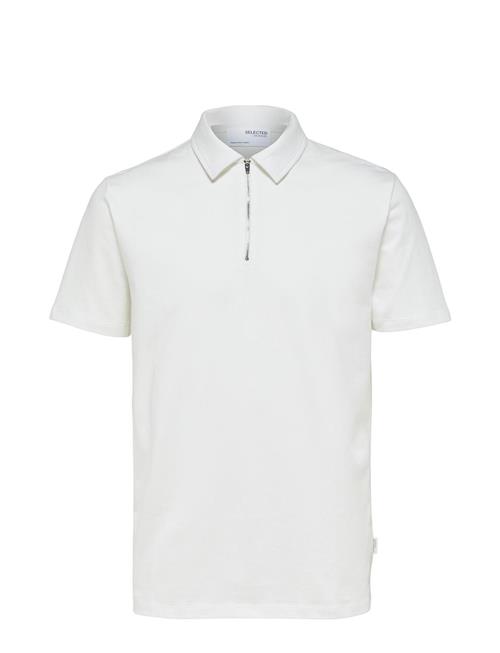 Se Selected Homme Slhrelax-Terry Ss Zip Polo Ex Selected Homme White ved Booztlet