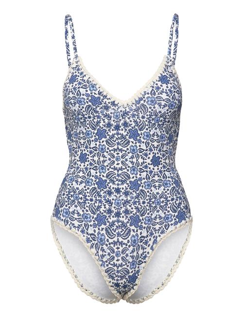 Malina Nila V-Neck Crochet Trimmed Swimsuit Malina Blue