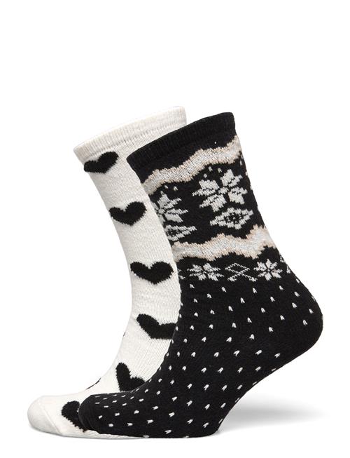 Se Lindex Sock 2 P Fairisle Lindex Black ved Booztlet