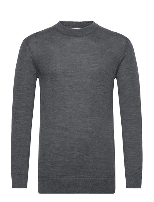 Se Knowledge Cotton Apparel Regular Merino Knit Crew Neck Knowledge Cotton Apparel Grey ved Booztlet