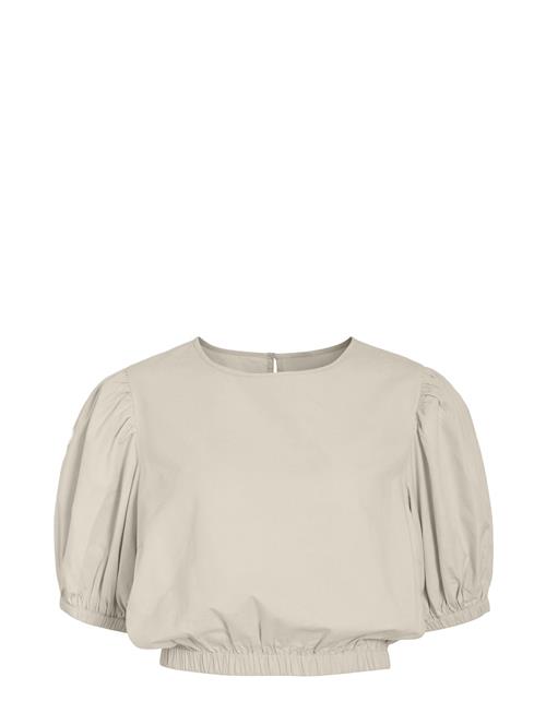 Viemma S/S Puffsleeve Crop Top/Ka Vila Beige