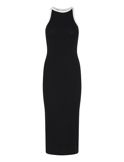 Mango Contrast Ribbed Knit Dress Mango Black