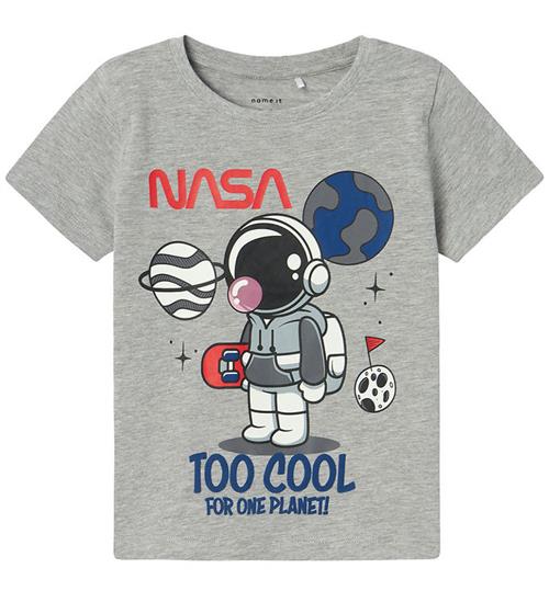 Se Name It Name It T-shirt - NmmAbram NASA - Grey Melange m. Print ved KidsWorld