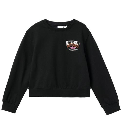 Se Name It Name It Sweatshirt - Cropped - NkfKastane - Sort m. Sommerfugl ved KidsWorld