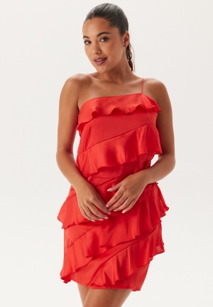 Se Bubbleroom Occasion One shoulder Short Frill Dress Red L ved Bubbleroom