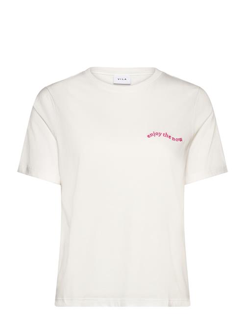 Se Vila Visybil Enjoy S/S Emb T-Shirt Vila White ved Booztlet