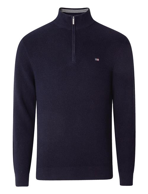 Se Lexington Clothing Clay Cotton Half-Zip Sweater Lexington Clothing Navy ved Booztlet