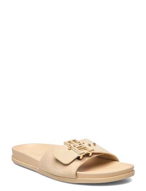 Th Hardware Suede Flat Sandal Tommy Hilfiger Cream