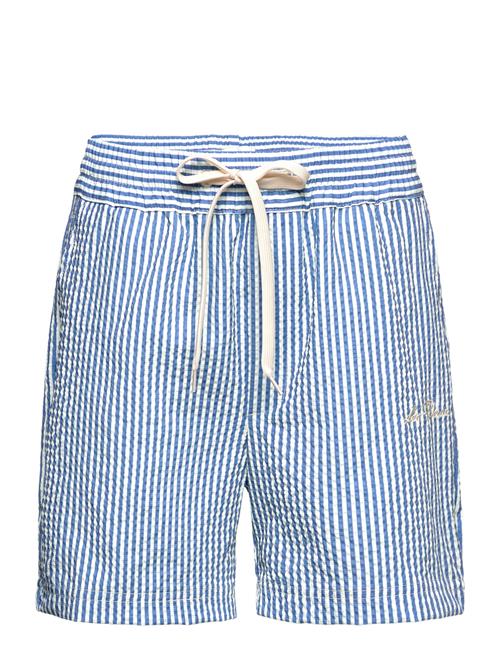 Les Deux Stan Stripe Seersucker Swim Shorts Les Deux Blue