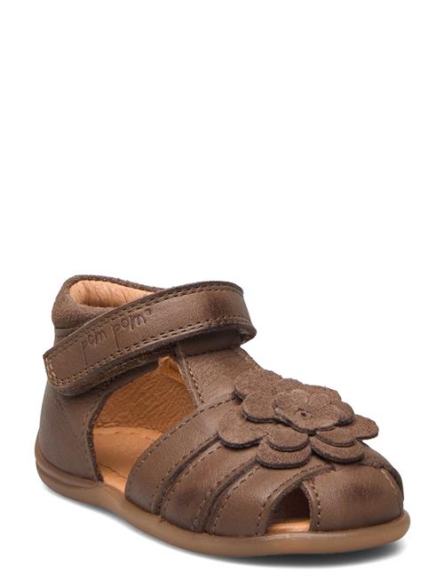 Se Pom Pom Starters™ Flower Velcro Sandal Pom Pom Brown ved Booztlet