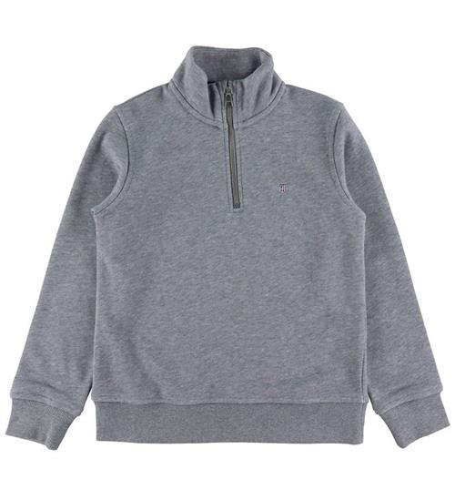 Se GANT GANT Sweatshirt - Shield Half Zip - Charcoal Melange ved KidsWorld