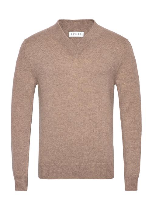 Davida Cashmere Man Chunky V-Neck Sweater Davida Cashmere Beige