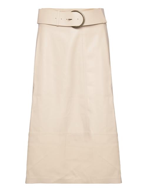 Leather-Effect Midi-Skirt With Belt Mango Beige