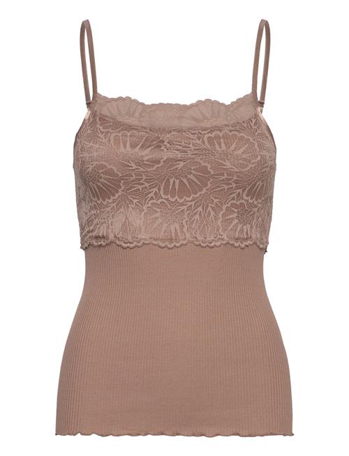 Se Rosemunde Silk Strap Top W/ Lace Rosemunde Brown ved Booztlet