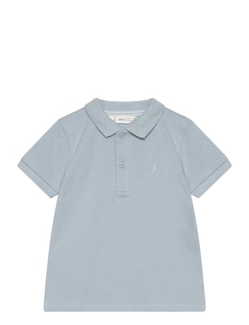 Mango Textured Cotton Polo Shirt Mango Blue