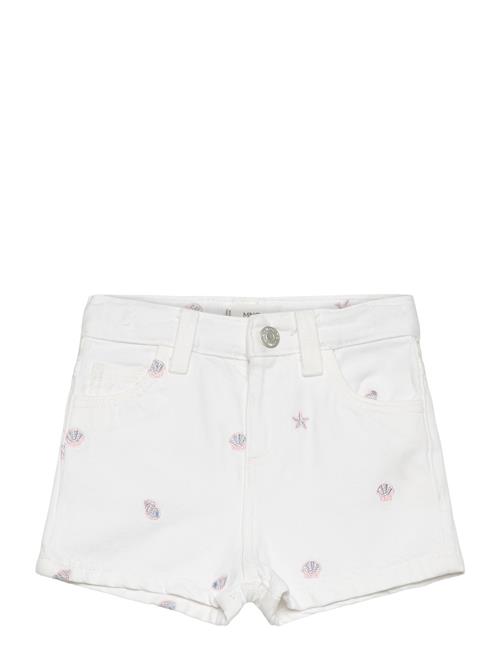 Mango Printed Denim Shorts Mango White