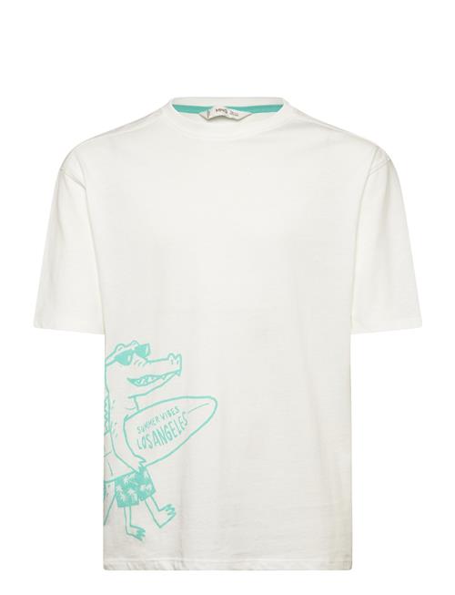 Mango Printed Cotton-Blend T-Shirt Mango White