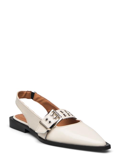 Se Bianco Biavictoria Single Buckle Slingback Leather Bianco White ved Booztlet