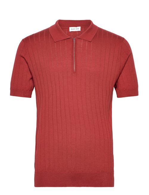 Davida Cashmere Man Fine Knit Rib Zip T-Shirt Davida Cashmere Burgundy