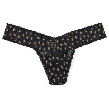 Hanky Panky Trusser 2P Cross Dyed Leopard Low Rise Thong Sort mønstret nylon One Size Dame