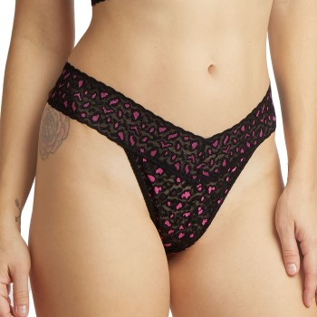 Hanky Panky Trusser 3P Cross Dyed Leopard Original Rise Thong Sort/Rosa nylon One Size Dame