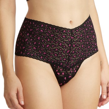 Hanky Panky Trusser 2P Cross Dyed Leopard Retro Thong Sort/Rosa One Size Dame