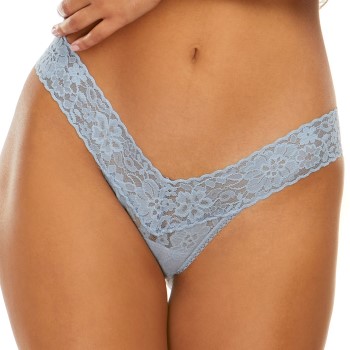 Hanky Panky Trusser 2P Daily Lace Low Rise Thong Dueblå nylon One Size Dame