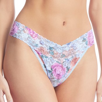 Hanky Panky Trusser 3P Printed Original Rise Thong Blå Mønster nylon One Size Dame