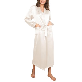 Se Lady Avenue Pure Silk Long Robe Benhvid silke X-Large Dame ved Timarco