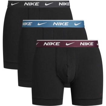 Nike 6P Everyday Essentials Cotton Stretch Boxer D1 Sort/Vinrød bomuld Medium Herre