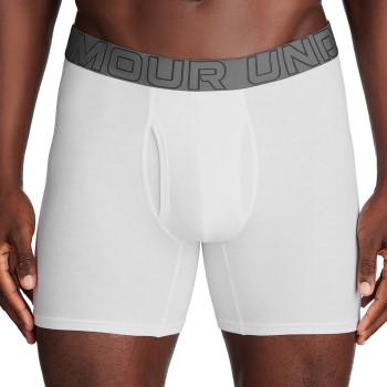 Under Armour 3P Perfect Cotton 6in Boxer Hvid Large Herre