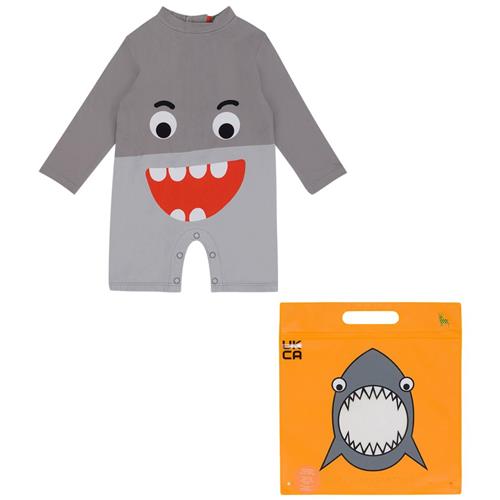 Se Stella McCartney Kids UV-dragt Med Hajprint Grå | Grå | 18 months ved Babyshop